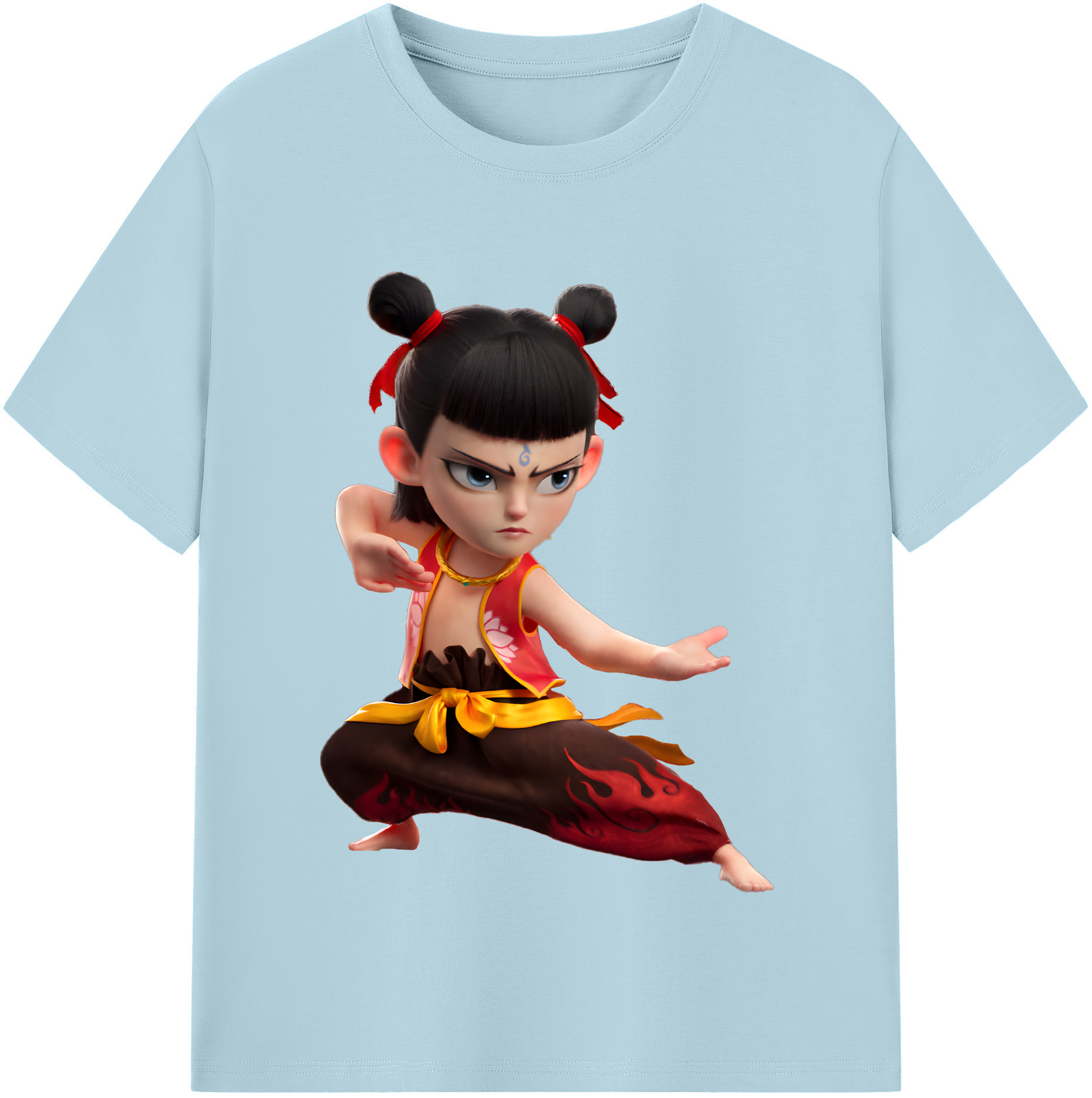 （画像用） Ne Zha 2 ナタ 魔童の大暴れ 綿100％半袖Tシャツ（フロントプリント）
